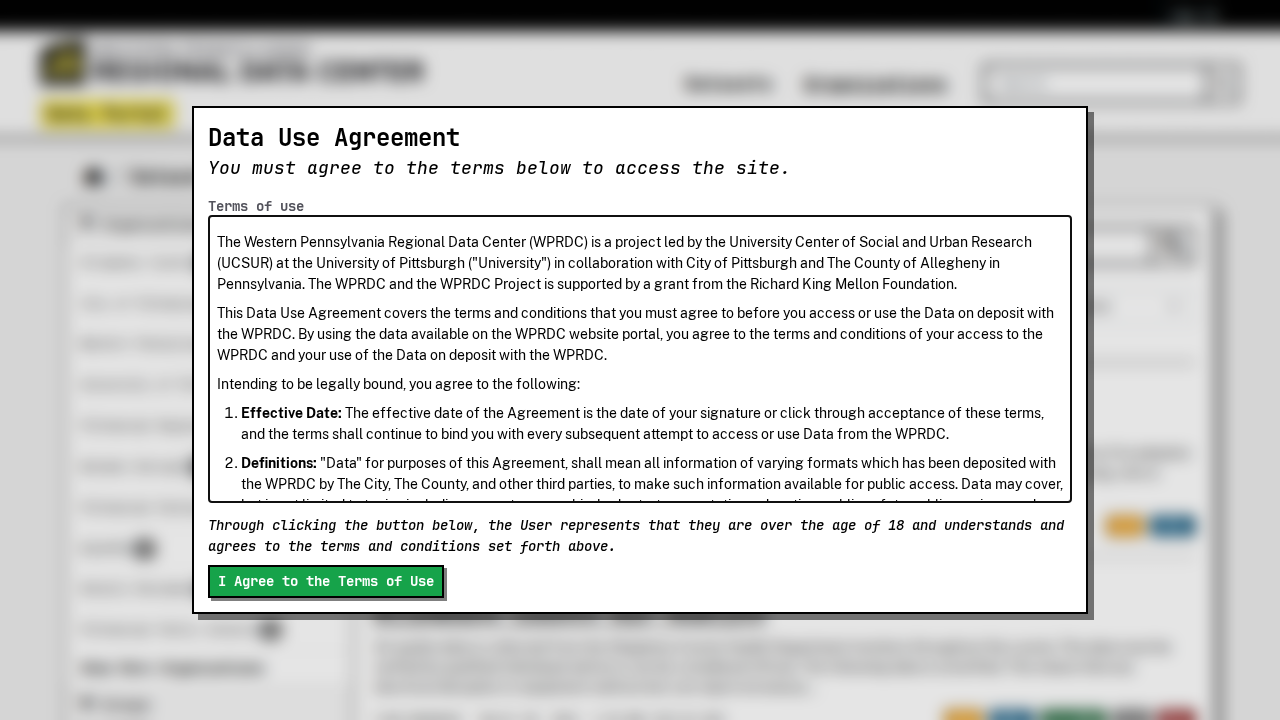 Screenshot of WPRDC - Western PA Regional Data Center
